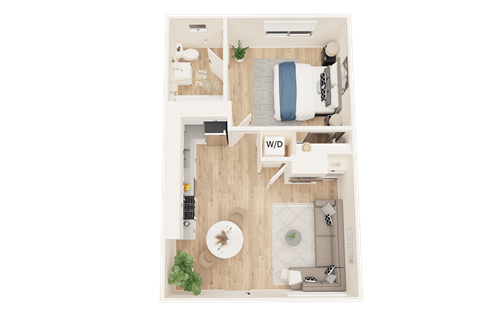 Floor plan for 1 bed, 1 bath, 475 sqft
